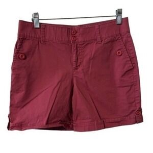 Gloria Vanderbilt Celina Womens Chino Shorts 4 ‎ Mid Rise Flat Front Preppy